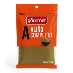 Paquete de Aliño Completo 100g de la marca Gourmet sobre fondo blanco.