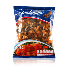 Clear bag of Cochayuyo Trozo seaweed with blue packaging.