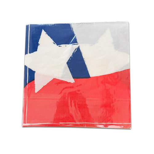 Un paquete de 20 servilletas de Chile que son rojas, blancas y azules.