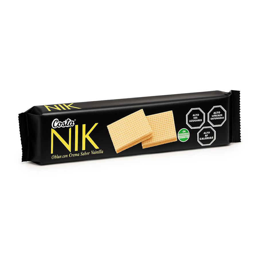 Nik Vanilla Wafer Cookies by Costa - Paquete de 71 g de crujientes barquillos chilenos rellenos de dulce crema de vainilla.