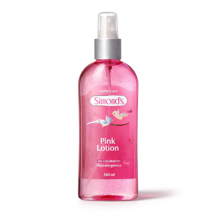 Simonds cuidado del bebé Loción rosa en botella con atomizador, 260 ml (Chile)