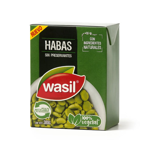 Wasil Habas habas 380 g caja – habas chilenas listas para consumir sin conservantes.