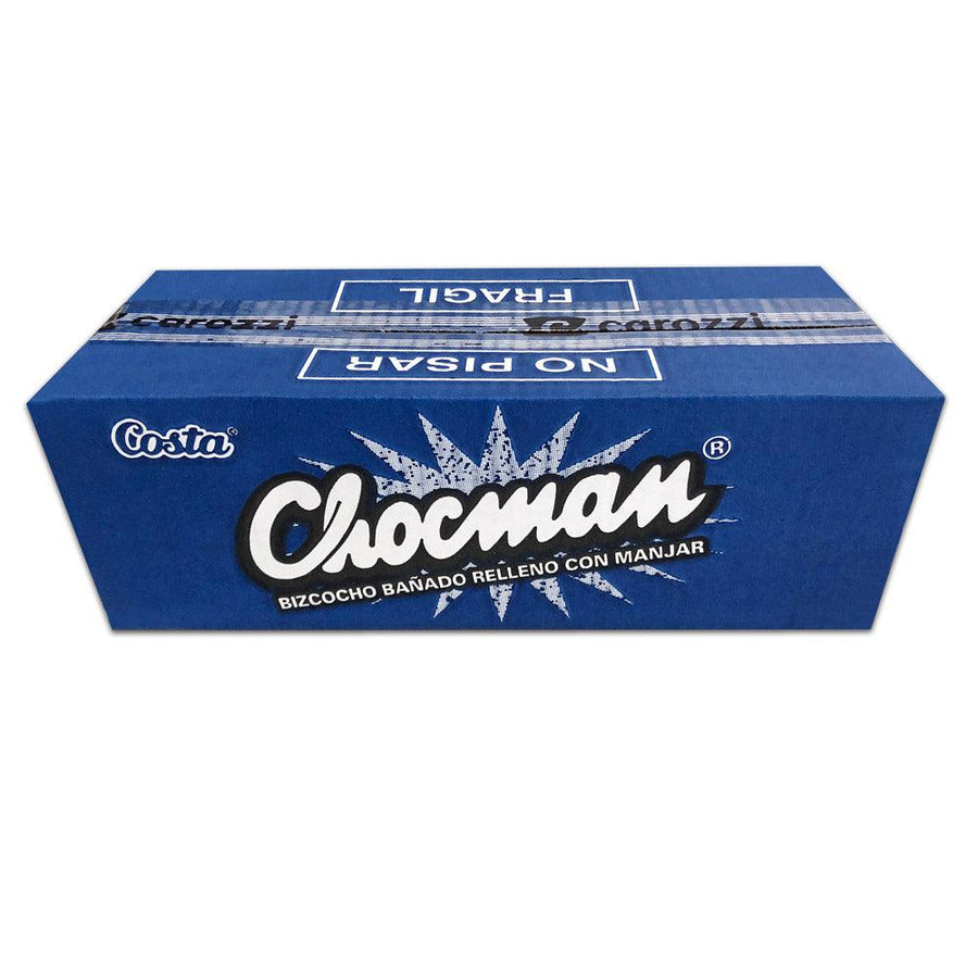 A large blue box of Chocman from Costa. A product imported from Chile.