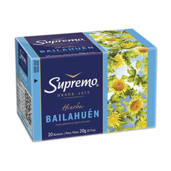 Una cajita azul de té de Chile.