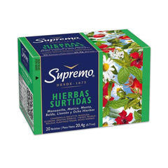 Una caja verde de 20 paquetes de té de Chile.