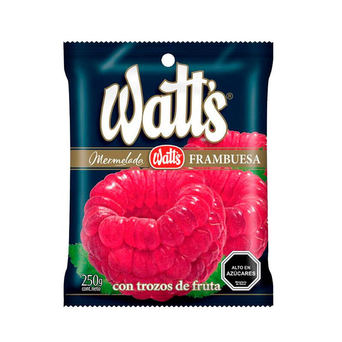 A bag of Watt's raspberry jam imported from Chile.
