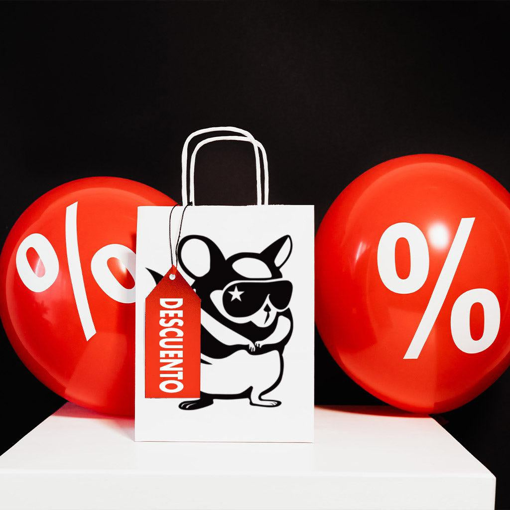 Red balloons and a ChinChile shopping bag indicating a sale on Chilean products.