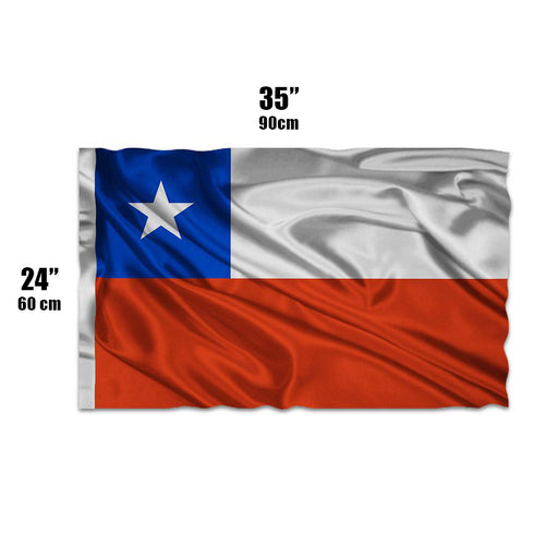 Red, white, and blue 60x90 cm Chilean Flag.