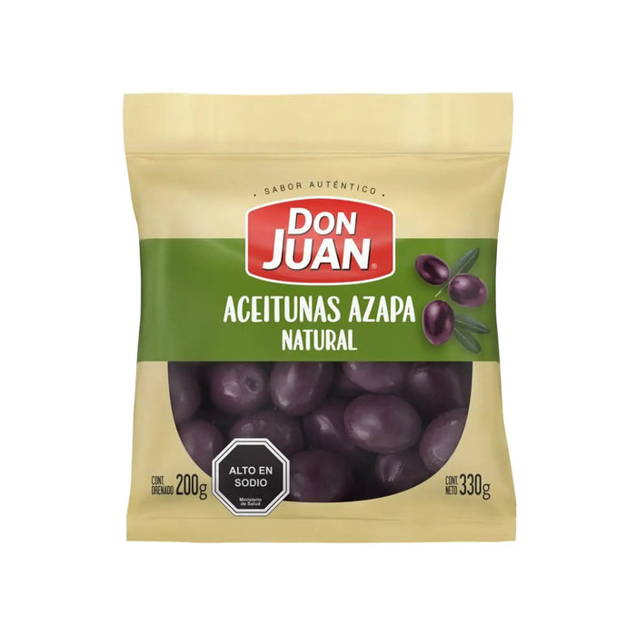 Don Juan Aceitunas Azapa Chilean black olives in pouch packaging