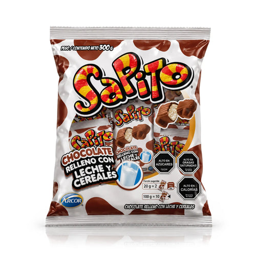 Bolsa de caramelos Arcor Sapito con forma de rana y relleno de leche y cereales, 300 g, de Chile