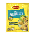 Envase base de pastel de pescado Maggi con diseño amarillo y azul sobre fondo blanco