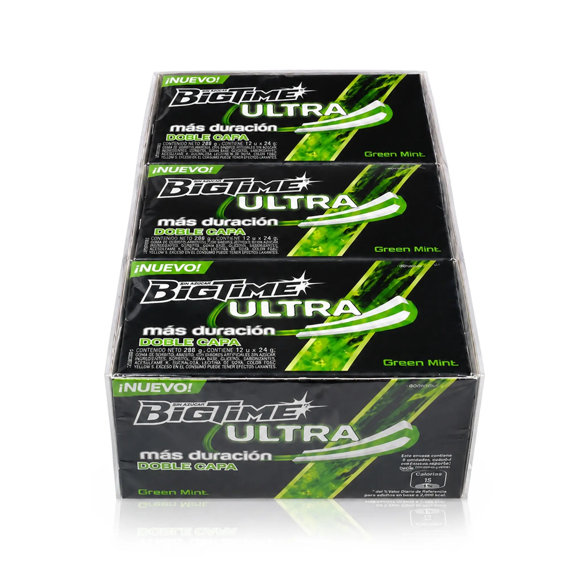 Box of Big Time Ultra gum with green and black design