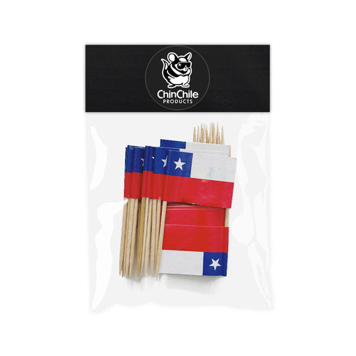 Chile Flag Toothpick Party Pack with miniature Chilean flags for decorations and appetizers.