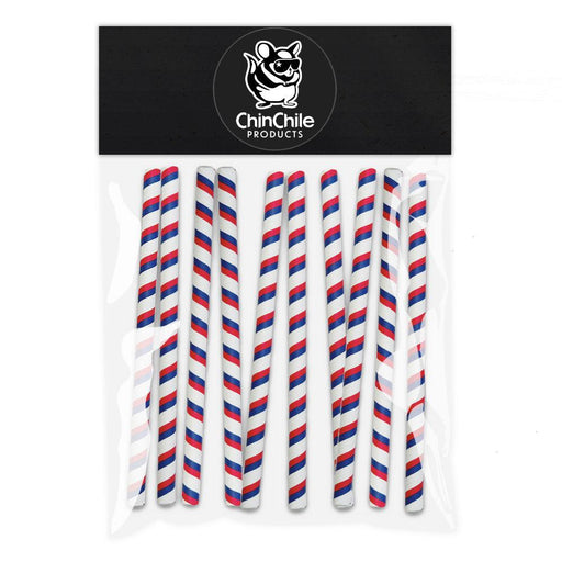 Red, white, and blue straws in a swirl patten.