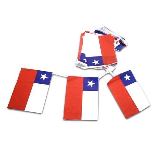 Chilean Flag Garland with small Chilean flags, 3 meters (9.8 feet) long