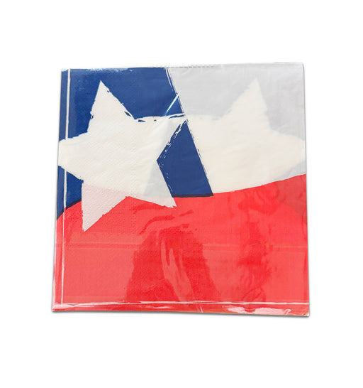 A pack of 20 Chile Napkins that are red, white, and blue.