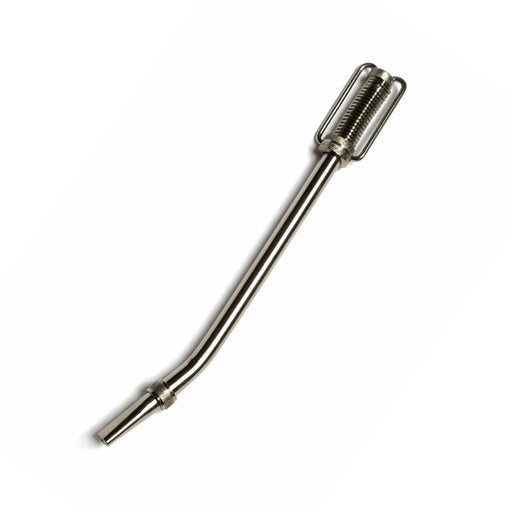 Stainless steel Chilean bombilla with spring filter for yerba mate on a white background