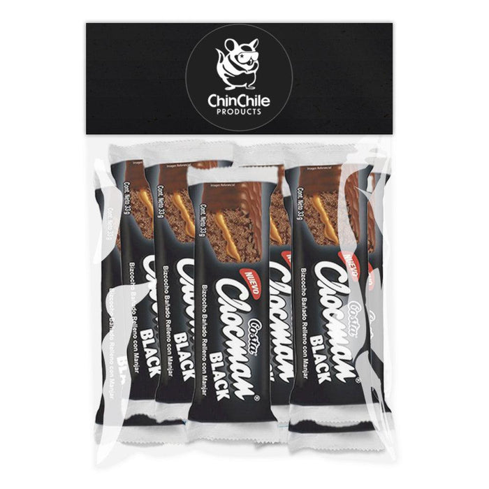 A ChinChile branded bag filled with eight Chocman Black from Costa.