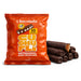 Orange packaging of Chocolada Cuchufli with chocolate snacks on a white background