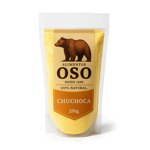 Packaged product with 'Alimentos Oso' label featuring a bear on a white background