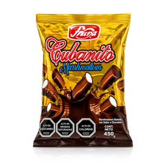 Ferrero Cubanito Marshmallows packaging with gold and brown design on a white background