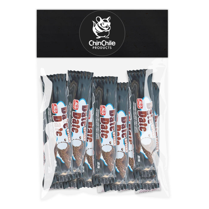 A bag of 10 Date Date chocolate covered marshmallow candy bars in black packaging.