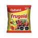 A red and yellow bag of Frugele fruit flavored candy.