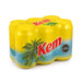 A 6-pack of kem soda wrapped in a yellow plastic cover.