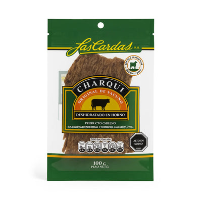 Package of Las Cardas Charqui with green and yellow design on a white background