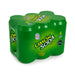 A 350ml green Limon Soda 6-pack of cans on a white background.