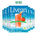 A 10-pack of Livean Strawberry flavored juice in individual blue packets with a glass of red strawberry juice on the front.