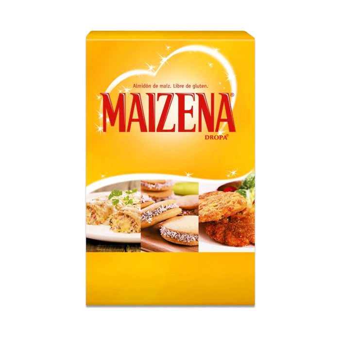 A 250 gram yellow box with red text that says Maizena.