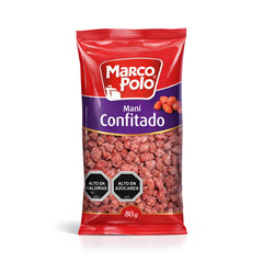 Paquete de aperitivos Marco Polo Maná Confitado sobre fondo blanco