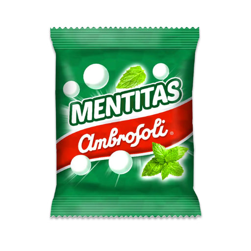 A small green packet of Mentitas from Ambrosoli.