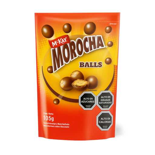 Packaging of McKay Morocha Balls with orange and yellow design