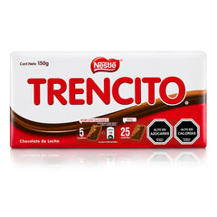 A 150 gram chocolate bar wrapped in red and white packaging.