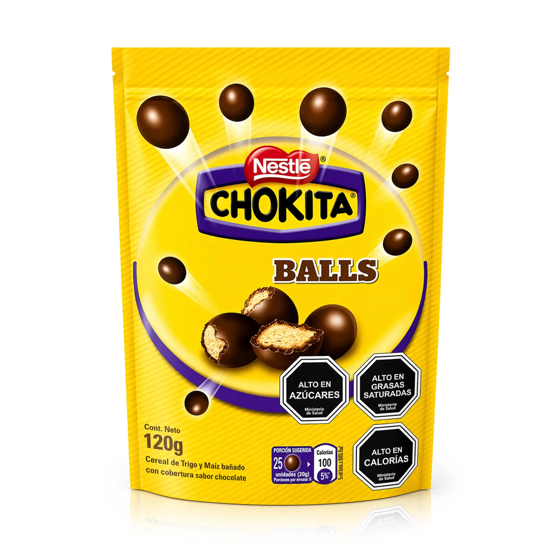 Envase de Nestlé Chokita Balls sobre fondo blanco
