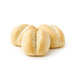 Three bread rolls on a white background