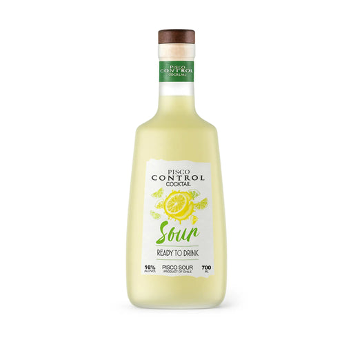 Bottle of Pisco Control cocktail on a white background