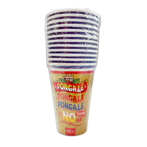 Póngale Paper Cups - 12-Pack of colorful disposable cups for parties and celebrations.