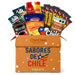 Box of ChinChile Products with various Chilean snacks and drinks on a white background