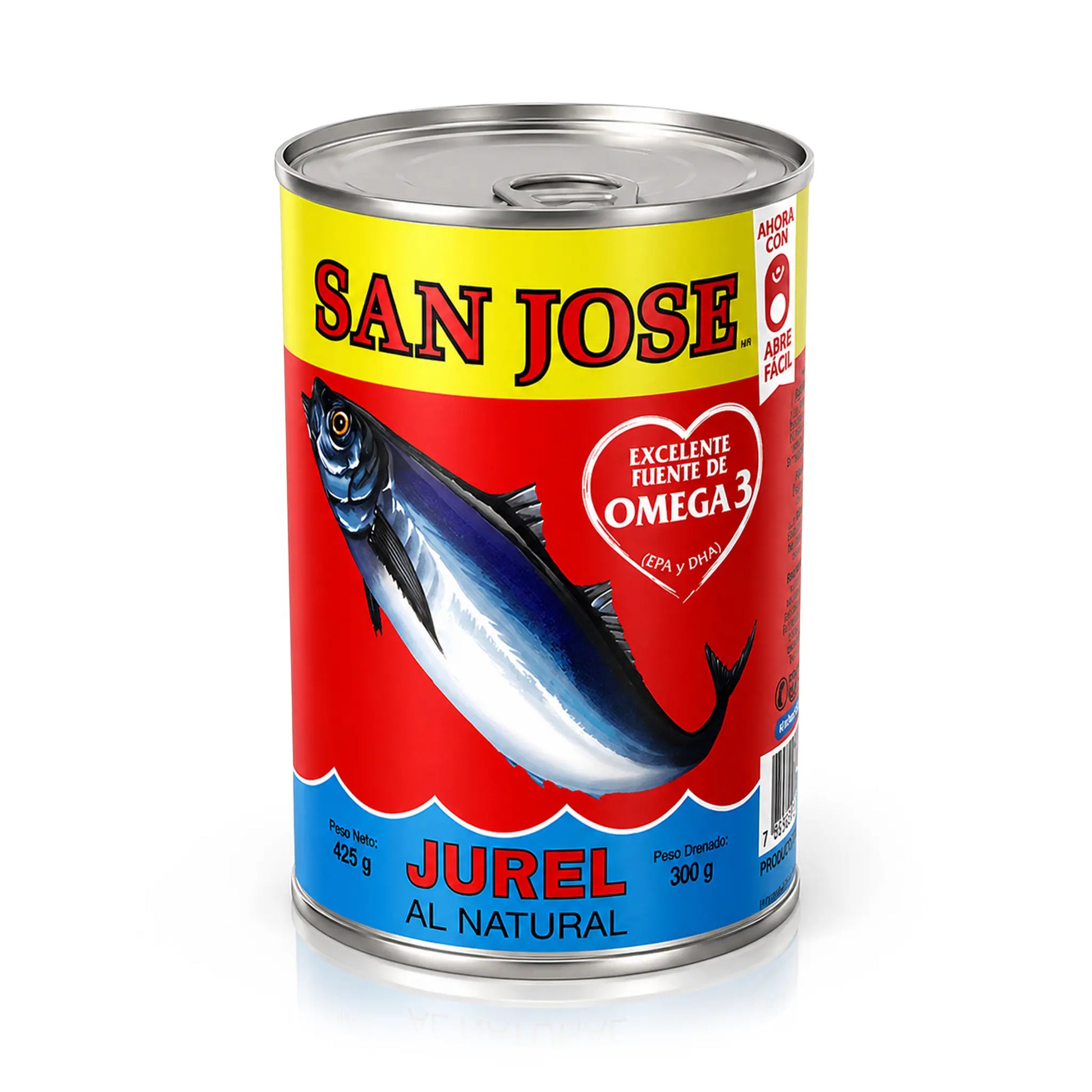 Lata de jurel de San José sobre fondo blanco