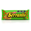 Green package of Serranita cookies with a white background