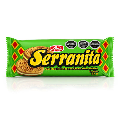 Green package of Serranita cookies with a white background