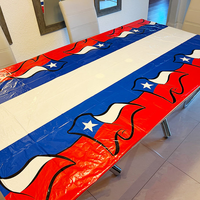 A Chilean flag table cover.