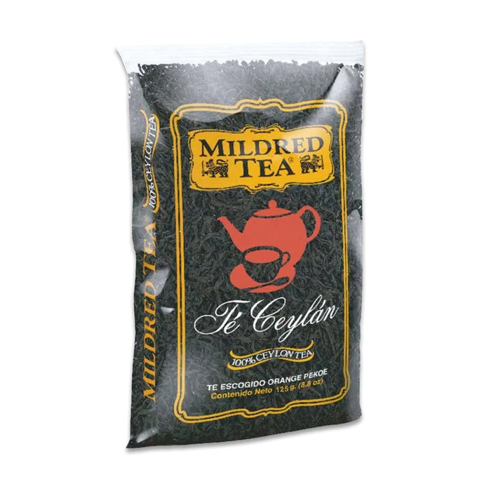 A 125 gram bag of 100% Ceylon tea. A product imported from Chile.