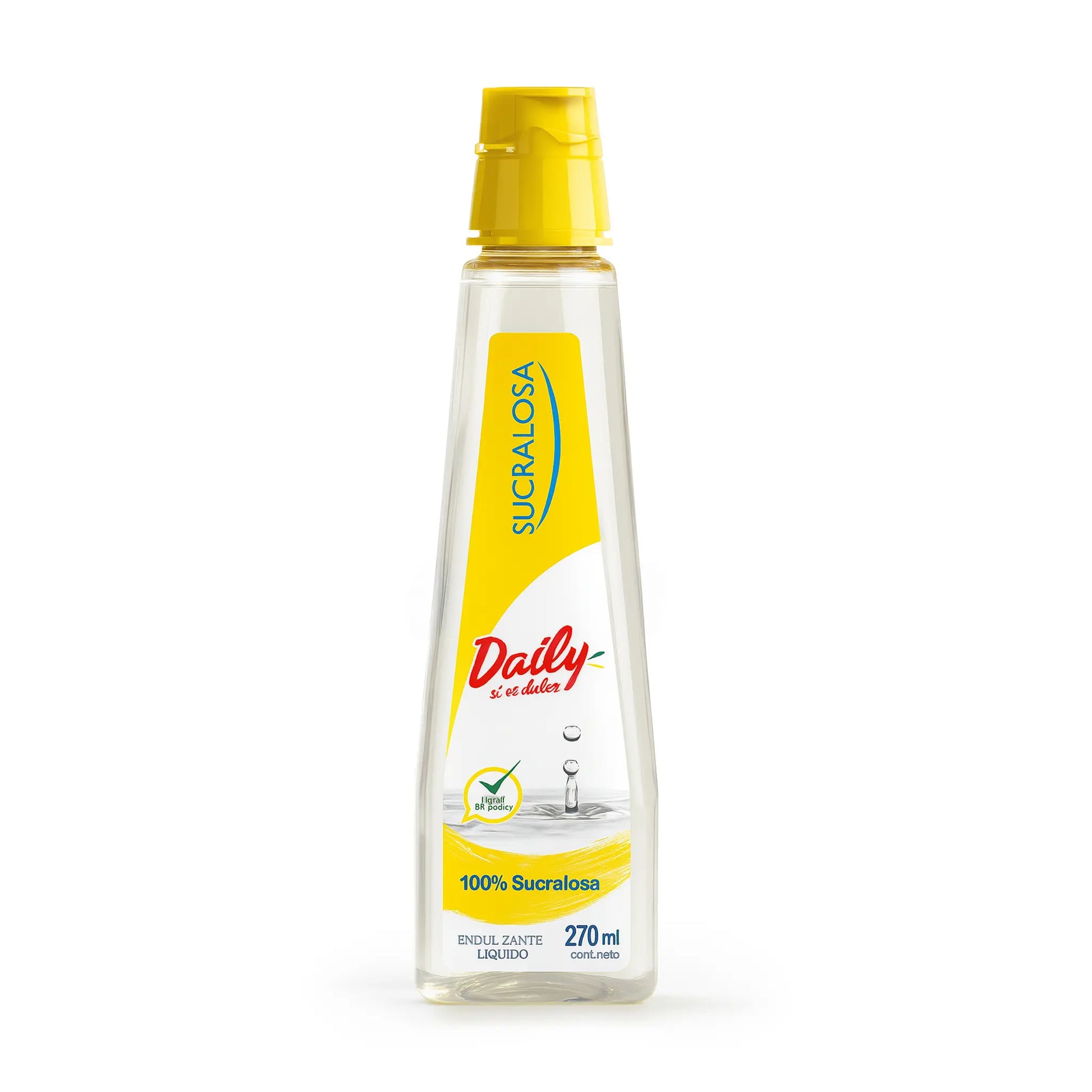 Sucralosa Daily 270ml bottle with yellow cap on a white background