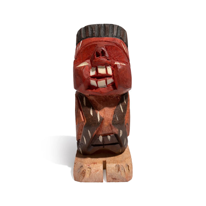 Indio Pícaro hand-carved wooden sculpture from Chile, traditional Chilean folk art figure.