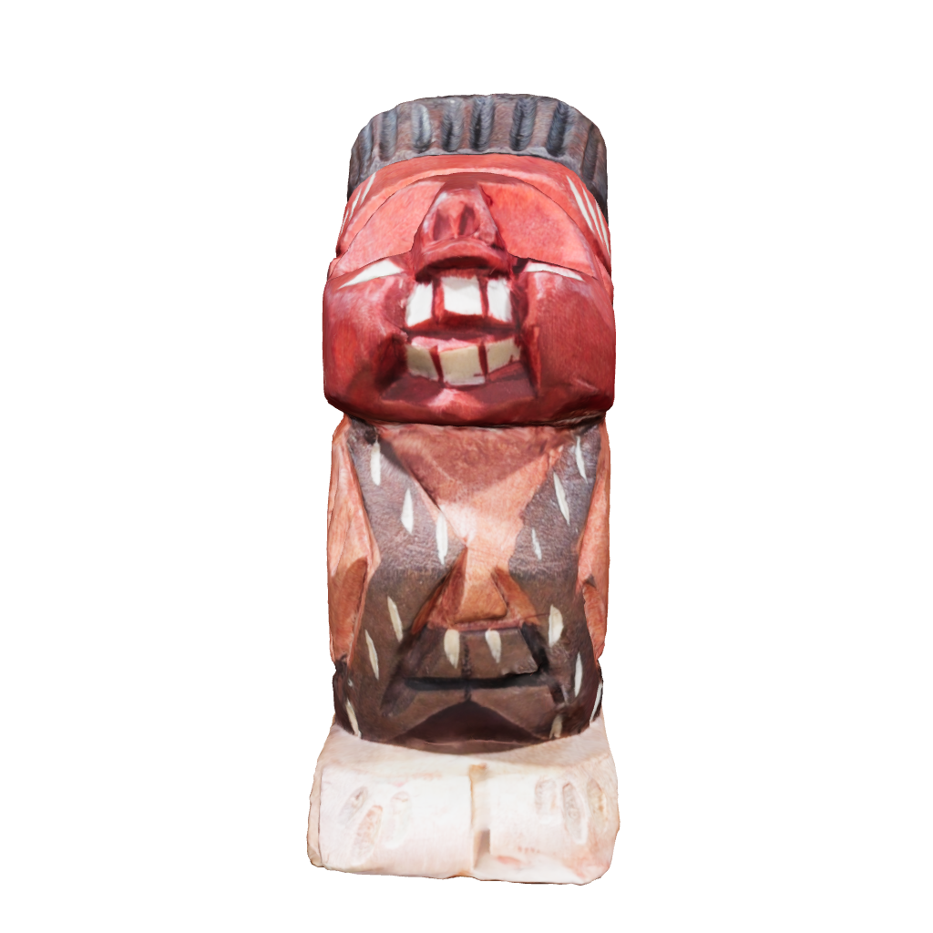 Modelo 3D de escultura popular chilena de madera tallada a mano Indio Pícaro.
