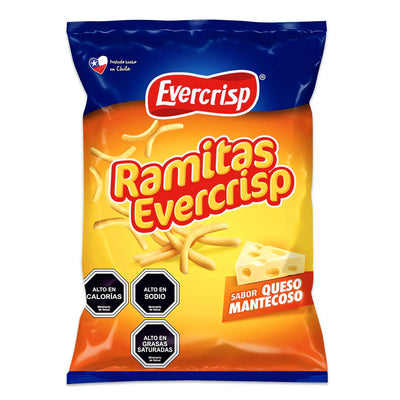 Ramitas Evercrisp Sabor Queso - 230g Crujiente snack chileno en envase amarillo y azul.